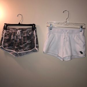 Bundle of two Girls Abercrombie Kids Athletic Active shorts , white/gray 11/12